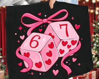 Preppy 67 Valentine Six Seven Dice 6 7 PNG: Lindo diseño de amor estético con humor retro (descarga digital)