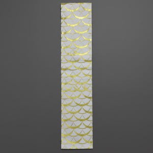 Obi giapponese d'epoca | Base bianca con motivo a ventaglio dorato | Fascia formale per kimono | Pezzo unico