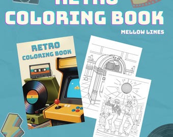 Retro Coloring Book: Vintage Style Printable Pages (PDF Pattern)