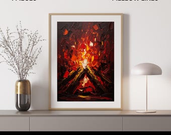 Abstract Four Elements Oil Painting Set – Atmospheric Fine Art (Digital Download)