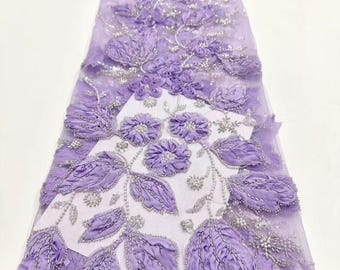 Sequin Beaded Tulle Lace Fabric, Embroidery Net, 5 Yards Sky Blue Wine lilac gray