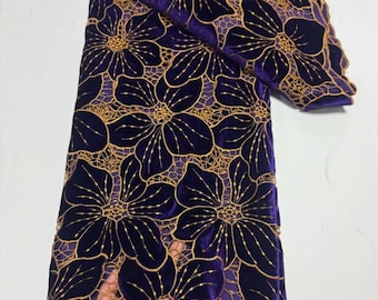 Tela africana de terciopelo bordado con encaje – Encaje nigeriano para bodas, 5 yardas