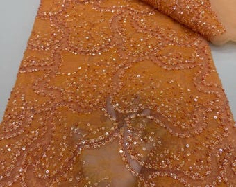 Tela de encaje africano con cuentas, material de encaje francés de lujo, tela para bodas nupciales, encaje nigeriano Aso Ebi, 5 yardas.