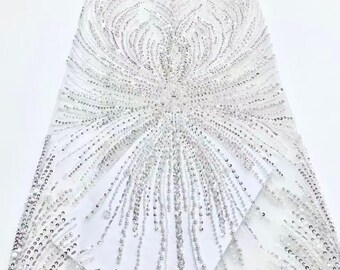Beaded African Lace Fabric, Luxury French Lace Material, Bridal Wedding Fabric, Nigerian Aso Ebi Lace, 5 Yards