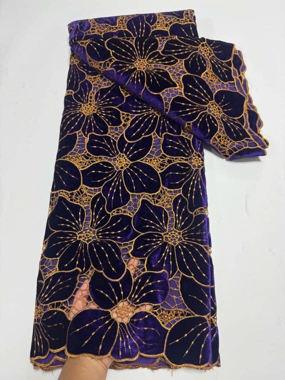 Embroidered Velvet African Lace Fabric  Nigerian Wedding Lace, 5 Yards -  Etsy