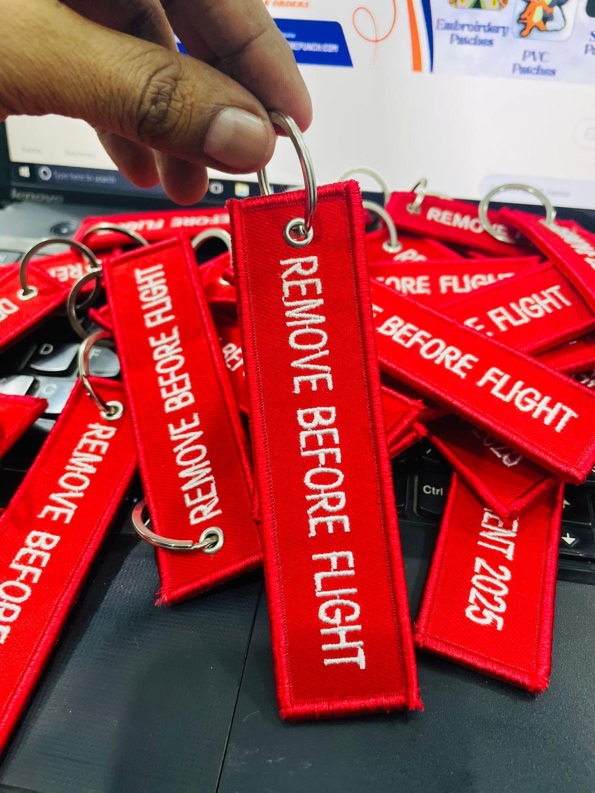 Flying Tag Text Custom Remove Before Flight Keychain, Personalized Embroidered Luggage ...