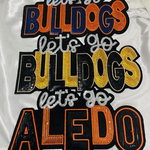Custom Sequin Bulldogs Patch | Game Day Apparel Applique (10" Wide)