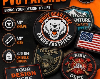 Custom PVC Patches Iron On, Rubber Logo Badges, Business Patch (Hook & Loop)