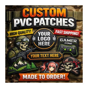 Écussons de moralité personnalisés, modèles 3D 2D en PVC, jeux vidéo, militaire, velcro, options à coudre et à thermocoller