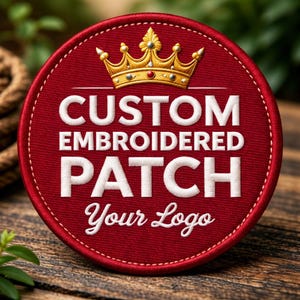 カスタム刺繍ロゴパッチ | あなただけのオリジナルロゴ | アイロン接着、縫い付け、ベルクロ