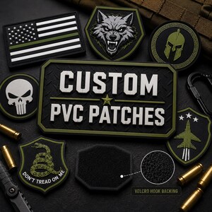 Toppa tattica 3D in PVC personalizzata con logo militare e chiusura a strappo.