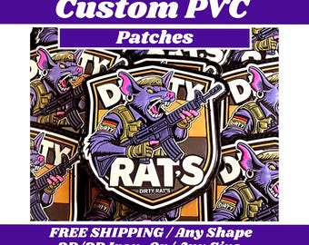 Custom PVC Patches, 2D/3D Rubber Logo, Tactical Gear, Iron-on Backing, Hook & Loop, Sew-On