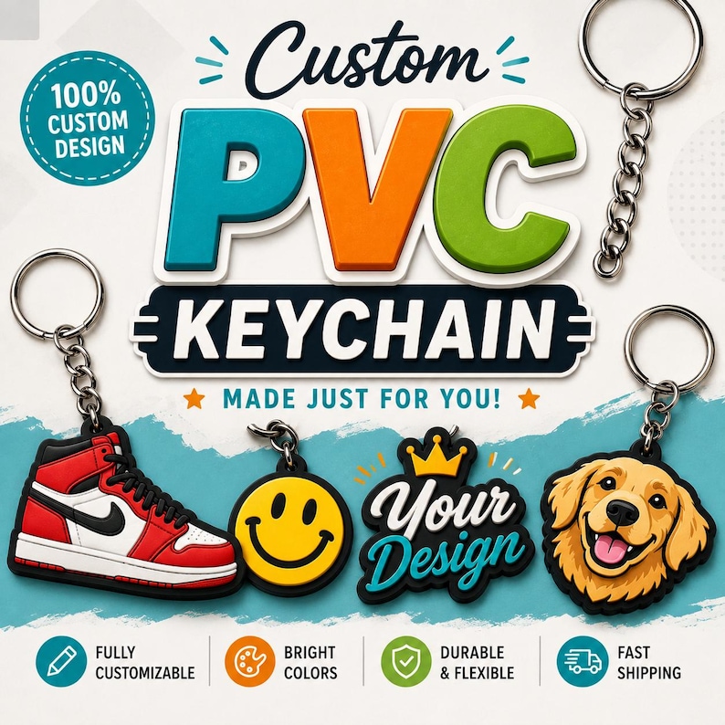 Custom Soft PVC Keychain – 3D Rubber Logo Keyring, Personalized Design ...