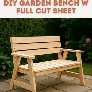 DIY Modern Outdoor Bench Plans | 2×4 Woodworking Template | Printable Cut Sheet + Step-by-Step PDF Guide