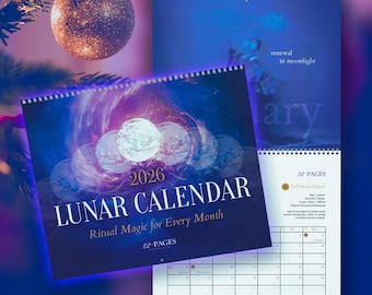 Witchy Wall Lunar Calendar 2026: Monthly Moon Rituals for Manifestation & Magic