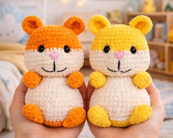 Hamster Amigurumi Crochet Pattern, Cute Hamster Plush Doll PDF, Kawaii Crochet Toy Tutorial