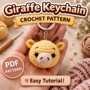 Wzór na szydełkowy brelok z żyrafą, samouczek tworzenia zwierząt amigurumi (pobierz plik PDF)
