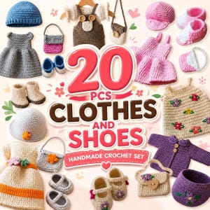 Crochet Baby Clothes Pattern Bundle, Baby Shoes and Outfit PDF Set, 20 Crochet Patterns