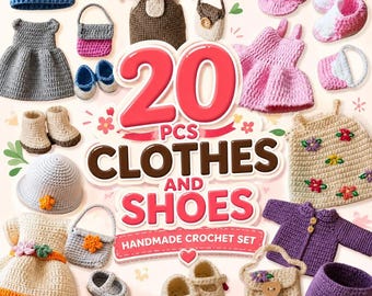 Crochet Baby Clothes Pattern Bundle, Baby Shoes and Outfit PDF Set, 20 Crochet Patterns