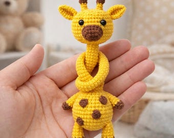 Patrón de ganchillo de jirafa de cuello largo en PDF, tutorial de muñeco amigurumi, juguete de peluche adorable para principiantes, regalo hecho a mano, descarga instantánea.