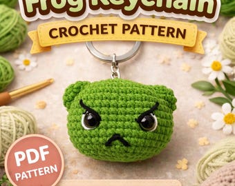 Crochet Frog Keychain Pattern, Amigurumi Animal Tutorial (PDF Download)