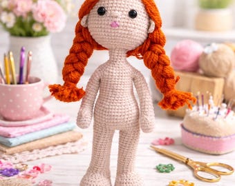 Amigurumi Doll Body Crochet Pattern, Blank Base DIY Plush Tutorial (PDF)