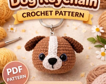 Dog Keychain Crochet Pattern PDF, Amigurumi Puppy Tutorial (Digital Download)