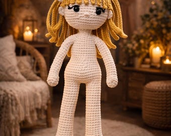 Crochet Doll Pattern | Long Hair Rag Doll Amigurumi Toy (PDF Download)