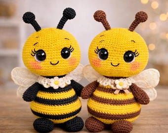 Bee Amigurumi Crochet Pattern, Bumble Bee Plush Toy Tutorial (PDF)