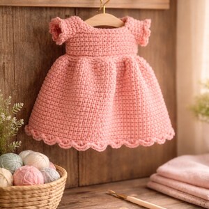 Ropa de muñeca de crochet hecha a mano, vestido rosa, zapatos azules, conjunto de muñeca de 10-12 cm imagen 4