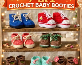 Patrón de zapatitos de bebé 7 en 1 (PDF), zapatillas y Mary Janes (descarga digital)