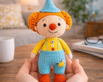 Clown Doll Amigurumi Crochet Pattern, Cute Circus Plush PDF, Crochet Toy Tutorial