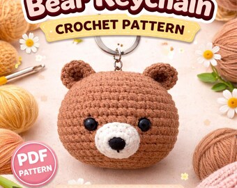 Bear Keychain Crochet Pattern PDF, Amigurumi Animal Tutorial (Digital Download)
