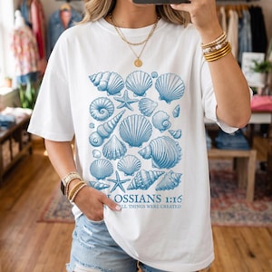 Muschel-T-Shirt (christlich) | Kolosser 1,16 Strand-T-Shirt, Comfort Colors Shirt
