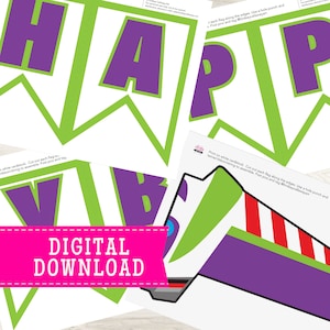 Happy Birthday Buzz Banner | Printable Banner | Instant Download | Print-At-Home | Party Decorations | Includes Numbers 0-9