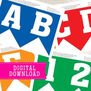 ABC Add On for &quot;Happy Birthday&quot; Printable | Instant Download Print-at-Home and Cut | Alphabet and 0-9 | Birthday Party Decoration Banner