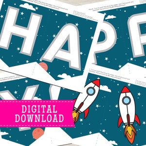 Outer Space Happy Birthday Printable Banner Instant Download Print-at ...