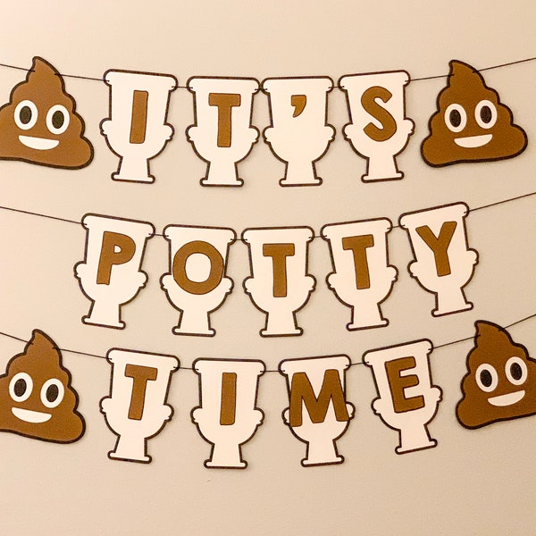 It's Potty Time Poop Party Banner | Potty Training | Potty Party | No More Diapers | Happy Birthday Banner | Party Decoration Banner