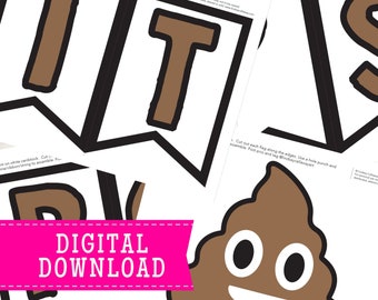 Potty Time Poop Printable Banner: Potty Training Party Decor (Instant Download)