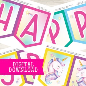 Happy Birthday Unicorn Banner | Printable Banner | Instant Download ...
