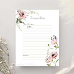 Printable Sermon Notes Template Bundle | 6 Bible Study Journal Pages | Digital Church Notes PDF | Christian Stationery