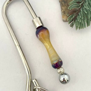 Key Finder with Lampwork Glass Beads by Glass Art Revealed in Tipped caramel and purple
