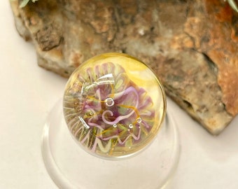 Soft Glass Marble - Art Glass Marble - 104 coe Lampwork Glass - Marble Lavender Lace 0.81"