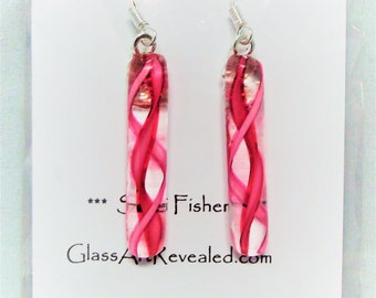 Lampwork Glass Earrings with Latticino Ribbon Spirals by Glass Art Revealed - Variety of Colors!