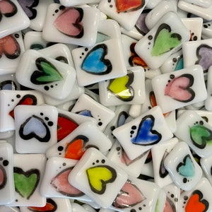 Pocket Heart Hugs to Share and Inspire!  Fused Glass - Spread Joy Peace Happiness Smiles Hugs & Love! Joyfully Created by Glass Art Revealed