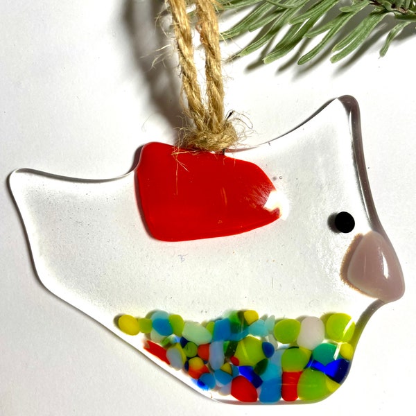 Rustic Bird Suncatcher - Fused Glass Ornament - Great Gifts - Garden Art - Choice of Colors - Now Get Your Flock Together!