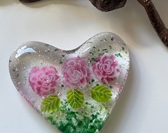 Pocket Heart Hug - Choose Your Favorite - One of a Kind - Fused Glass Heart - Love Token - Gift for Anyone - Includes Stand!