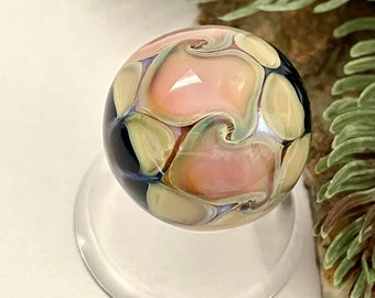 Soft Glass Marble - Art Glass Marble - 104 coe Handmade Lampwork - Marble Peachy Keen 1.00"