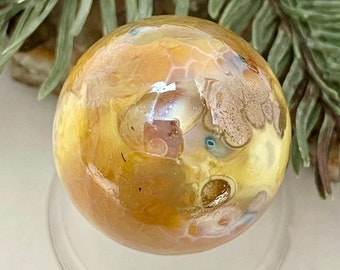 Soft Glass Marble - Art Glass Marble - 104 coe Handmade Lampwork - Marble Cacio e Pepe 1.05"