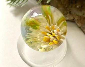 Handmade Soft Glass Marble - Art Glass Marble - 104 coe - Marble Dandelion Wish 1.02"